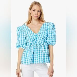 NWT Lilly Pulitzer Sarafina‎ Short Sleeve Top Gingham Size 0